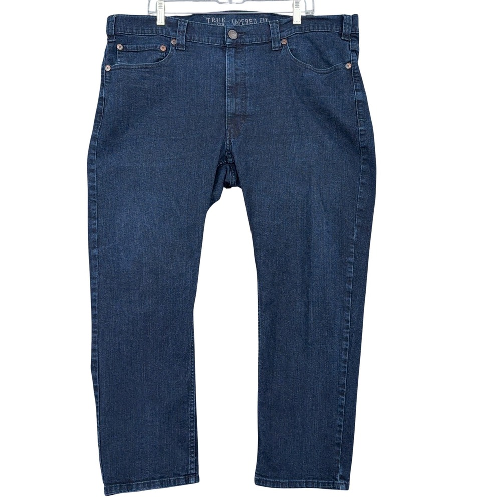 True Nation Mens Tapered Fit Dark Wash Blue‎ Stretch Denim Jeans 44x28